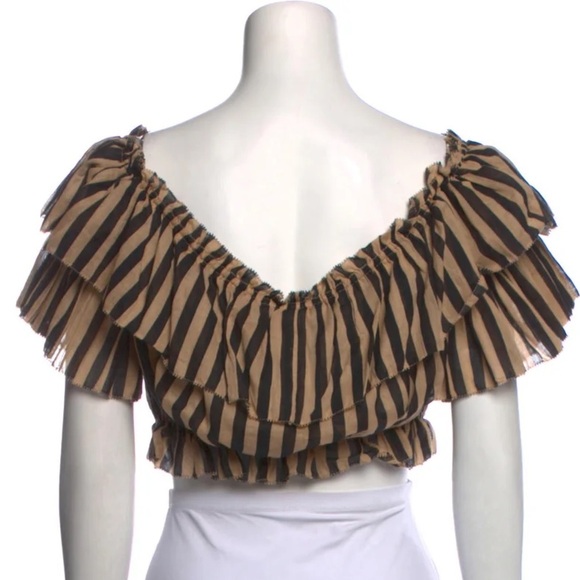 ZIMMERMANN Jaya Striped Scoop Neck Crop Zimmermann Size 0 - Picture 9 of 10